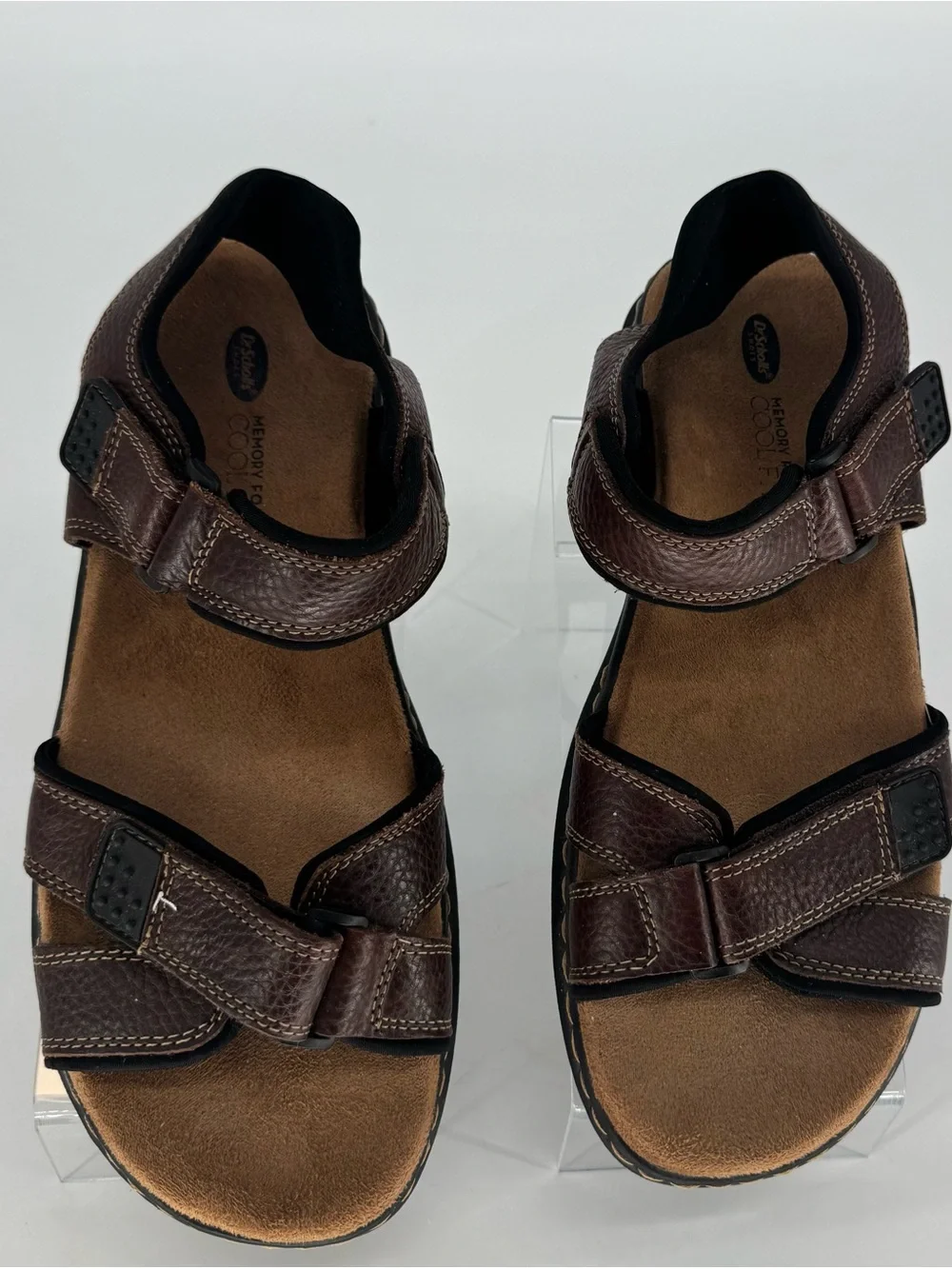 Dr. Scholl's Men's Brown Leather Double-Strap Comfort Sandals Size 11